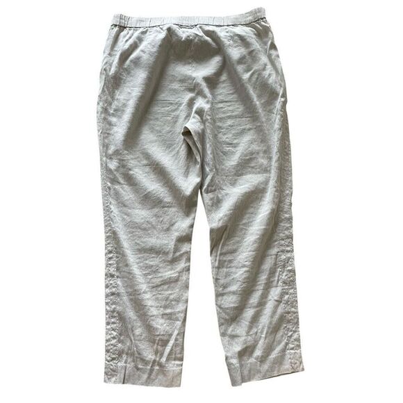 Theory Linen Ankle Crop Pull On Pants Women’s Size 8 M Khaki Beige Flat Front - Picture 3 of 4